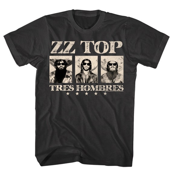 ZZ Top Men's T-shirt Tres Hombres Album Cover Black Graphic Tee