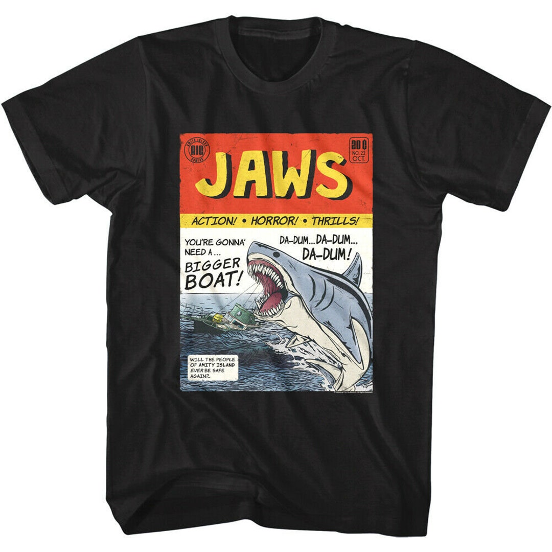 Jaws Comic Book Cover Men's T-shirt Vintage Shark Movie Men's
