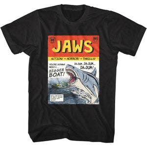 Jaws Comic Book Cover Men&#39;s T-shirt Vintage Shark Movie Men&#39;s Graphic Tee 70s Adventure Movie Shirt Shark Week Gift For Him