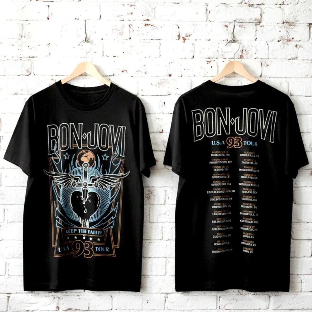 Bon Jovi Keep the Faith 公式 Tシャツ Lサイズ Bon Jovi Keep the Faith 1993 USA Tour Tee - Vintage Rock Band