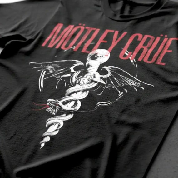 Motley Crue Dr Feelgood Snake Men's Crew T-shirt Vintage Black