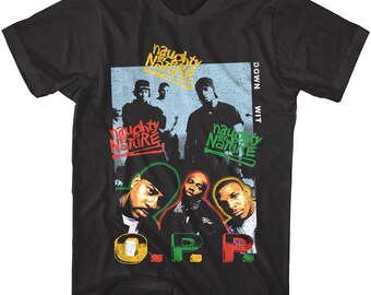 Naughty by Nature Tシャツ XL ブラック,グレー HIPHOPTシャツ ラップTシャツ -Naughty By Nature(ノーティーバイ