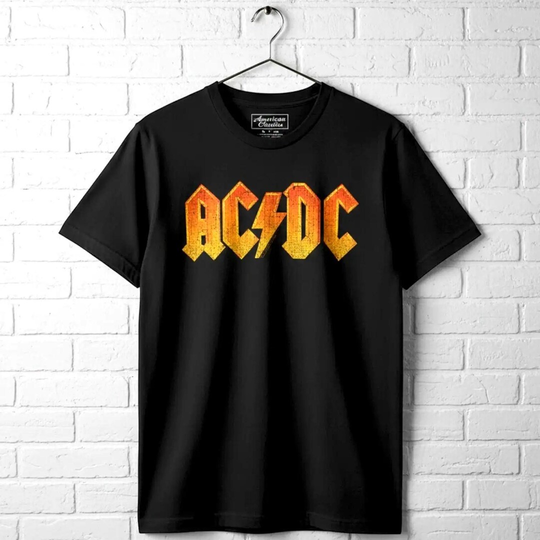 AC/DC Vintage T-shirt: Orange Logo, Distressed Rock Tee - Etsy