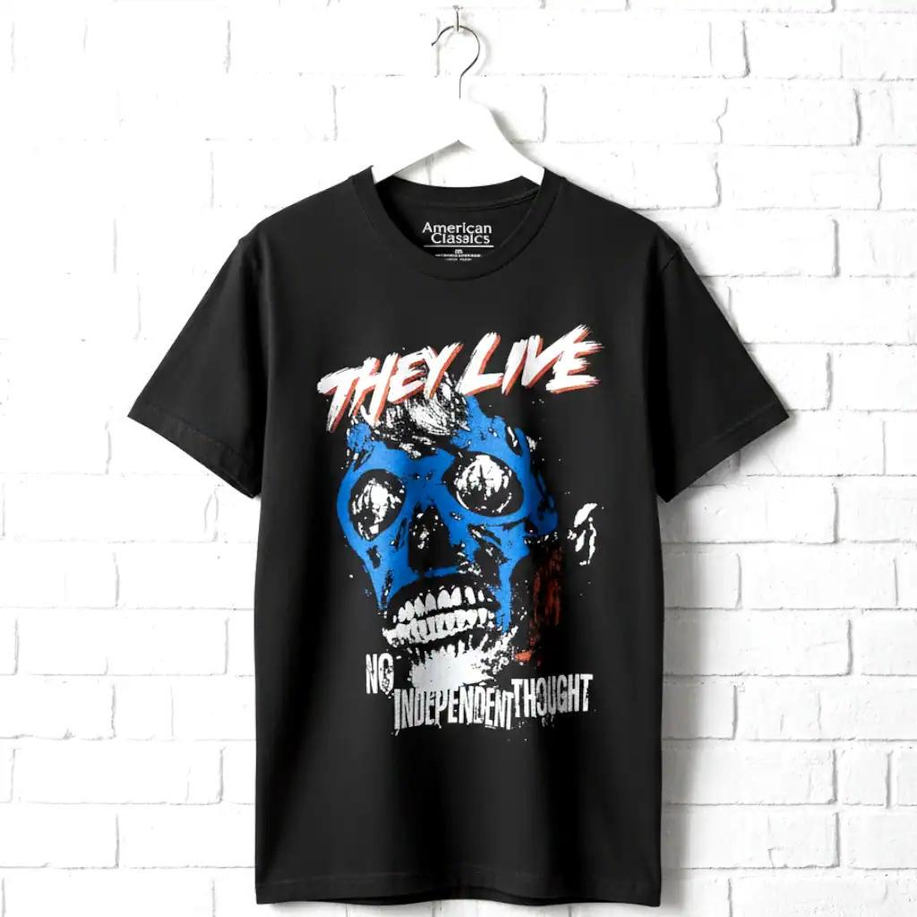 They Live Men's T Shirt No Independent Thought Vintage Graphic