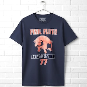 PINK FLOYD T-Shirt Floating Animals USA Tour 1977 Pink Pig Graphic Tees immagine 1