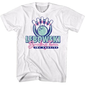 Big Lebowski Men&#39;s T-shirt Neon Pins Bowling Team Los Angeles Graphic Tee Comedy Dude Movie Merch Sports Team Shirt Gift For Friend