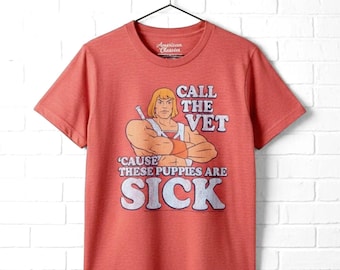 He-Man Men's T Shirt Call the Vet Retro Cartoon Graphic Tees