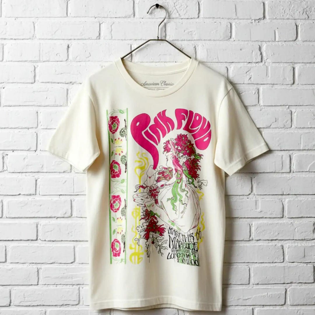 PINK FLOYD BAND T-shirt Psychedelic Flowers Marquee London Garden