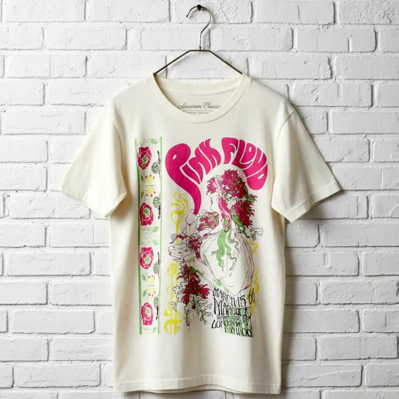 PINK FLOYD BAND T-shirt Psychedelic Flowers Marquee London Garden