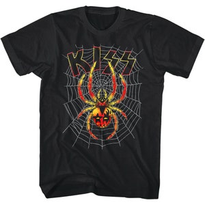 Kiss Band Shirt Spider in Web Black Graphic Men&#39;s Tee 70s Metal Music Tour Merch Rock Concert T-shirt Official Merchandise Cool Gift