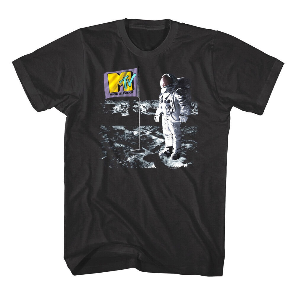 MTV Astronaut Flag on the Moon T shirt Space Astronaut shirt Classic MTV Stars Galaxy Lunar T shirt MTV Music Television Tee for Men Etsy