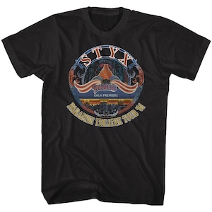 Styx Band Men&#39;s T-shirt Paradise Theatre Tour 1981 Gala Premium Graphic Tee Heavy Metal Rock Band Concert Merch 80&#39;s Music Fan T-shirt