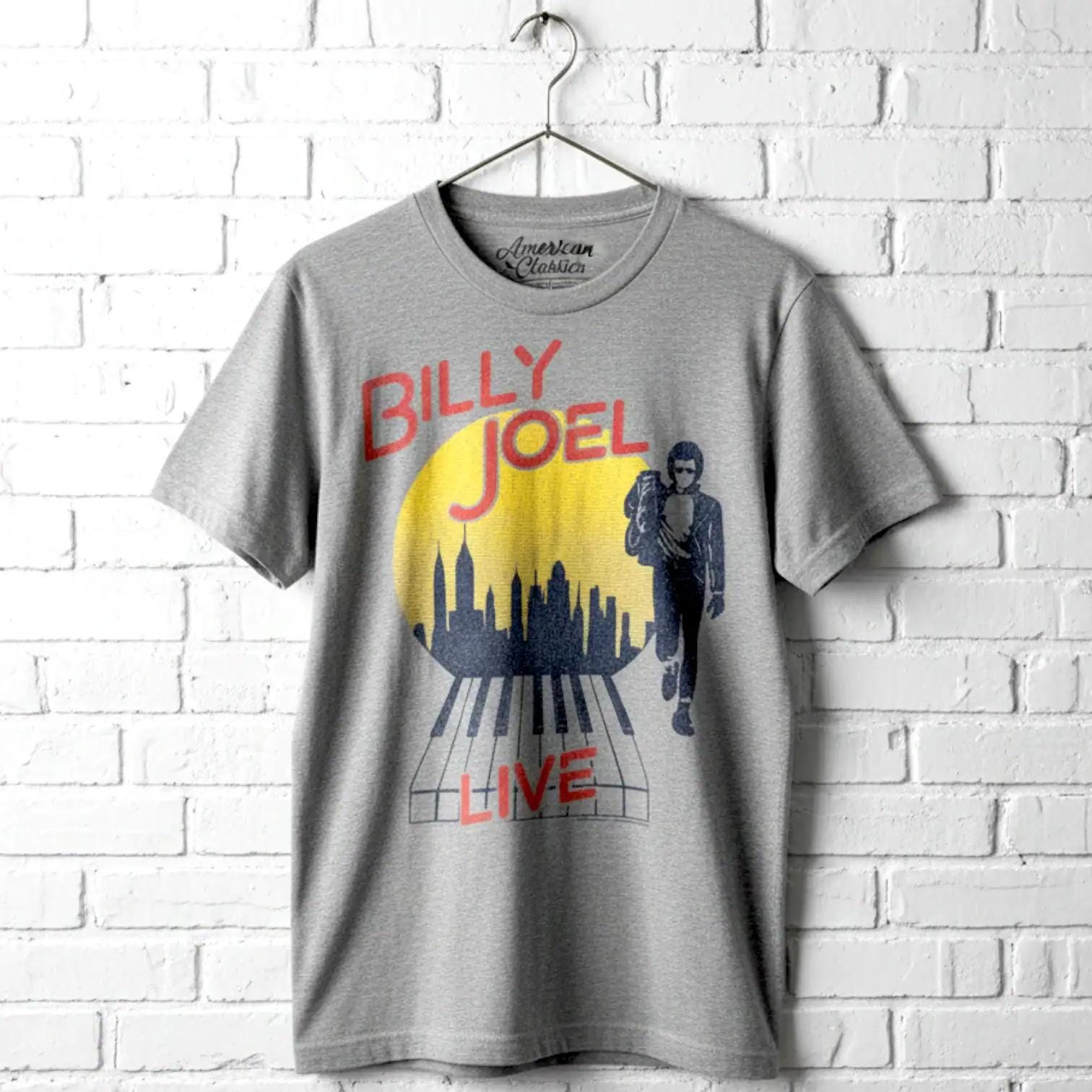 Billy Joel Piano Man Live T-shirt: NYC Skyline, 80's Pop Rock