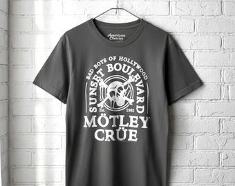 Mötley Crüe Sunset Boulevard Skull T-Shirt - Los Angeles Rock Band Concert Apparel