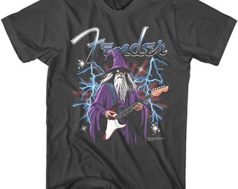 Fender Men's T Shirt Wizard on the Guitar Vintage Graphic Tees