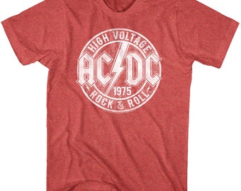 ACDC Men's T-shirt High Voltage Rock and Roll Band Red T-shirt