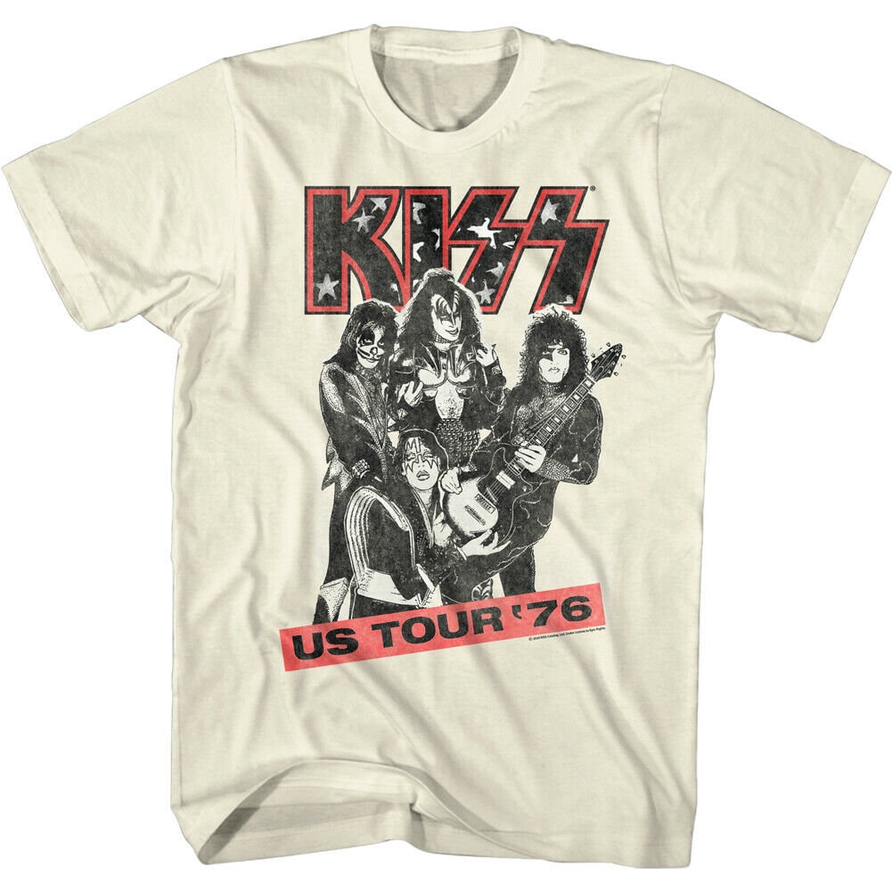 KISS Band T-shirt US Tour 76 Glam Rock Band Photo Graphic Tees