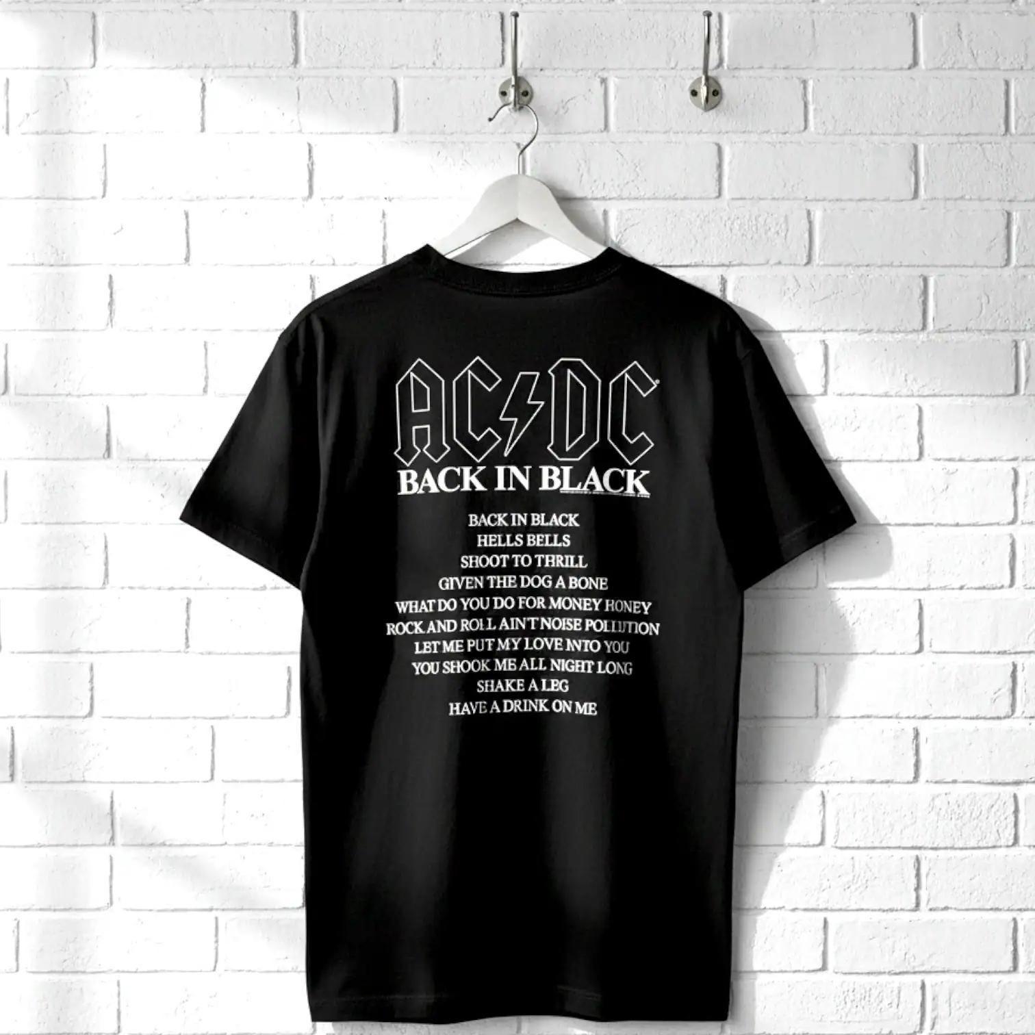 AC/DC Back in Black Album Tracklist T-shirt: Vintage Concert Style