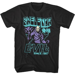 Skeletor Men&#39;s T-shirt Evil Villain Since 1987 Vintage Cartoon T-Shirt Masters of the Universe He-Man Japanese Kanji Graphic Tee TV Show