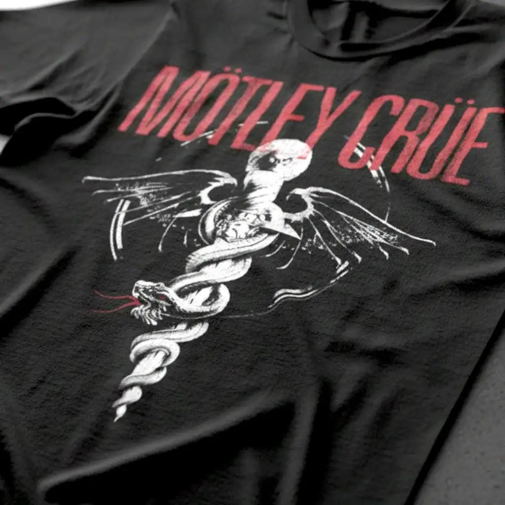 Motley Crue Dr Feelgood Snake Men's Crew T-shirt Vintage Black