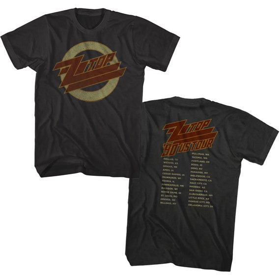 ZZ Top Men's T-shirt US Tour Listings 1990 Vintage Rock Band