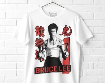 Bruce Lee Nunchuck Pose Graphic T-Shirt: Jeet Kune Do Martial Artist Merch