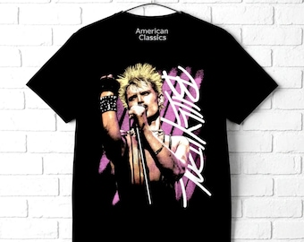 Billy Idol T-Shirt: Vintage Punk Rock Style, Black Cotton
