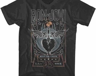 Trevco T-Shirt Unisex Bon Jovi 'Keep The Faith' - Cotone Filato Ad Anelli, Vestibilità Regolare, Uomo E Donna, Taglia Royal
