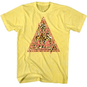 Def Leppard Men&#39;s T-Shirt Neon Leopard Print Logo Graphic Tee Vintage Rock Band Concert Tour Merch Heavy Metal Official Merchandise