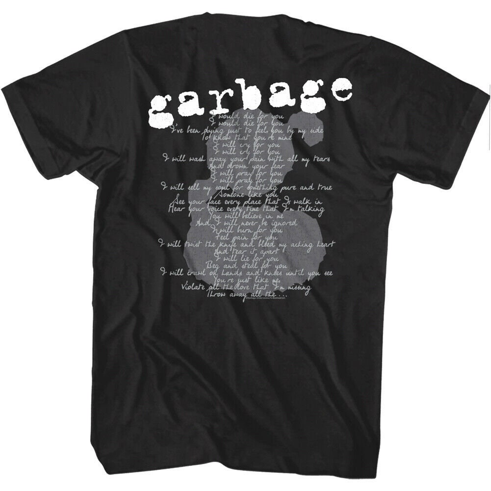 T-shirt Homme Garbage Paranoid Lips - 100% Coton, Coupe Décontractée - Merchandising Concert Rock Alternatif