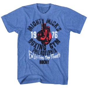 Rocky Men's T-shirt Mighty Mick's Boxing Gym Graphic Tee Balboa Boxer Gloves Philadelphia 1976 Official Stallone Movie Merch Top