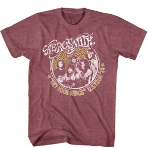 Aerosmith T-Shirt Get Your Wings US Tour 74 Men&#39;s T-shirt Leopard Rock Band Album Merch