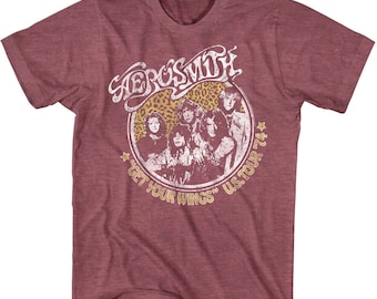 Aerosmith T-shirt Get Your Wings US Tour 74 Men's T-shirt Leopard