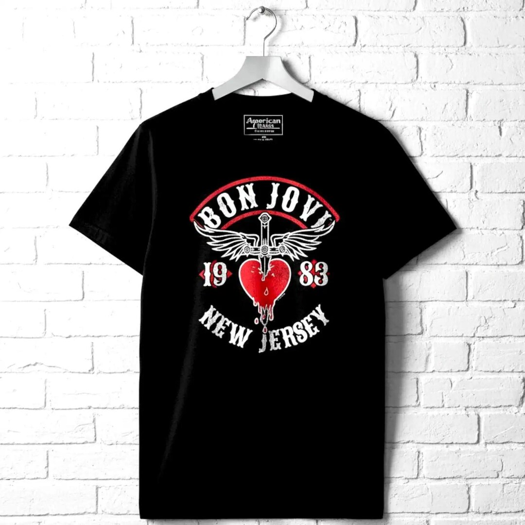 Bon Jovi 1983 New Jersey Tour Graphic T-shirt - Rock Band Concert