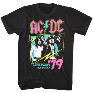ACDC Men's T-shirt Highway to Hell Neon Graphic Tshirt, AC/DC 1979 ...