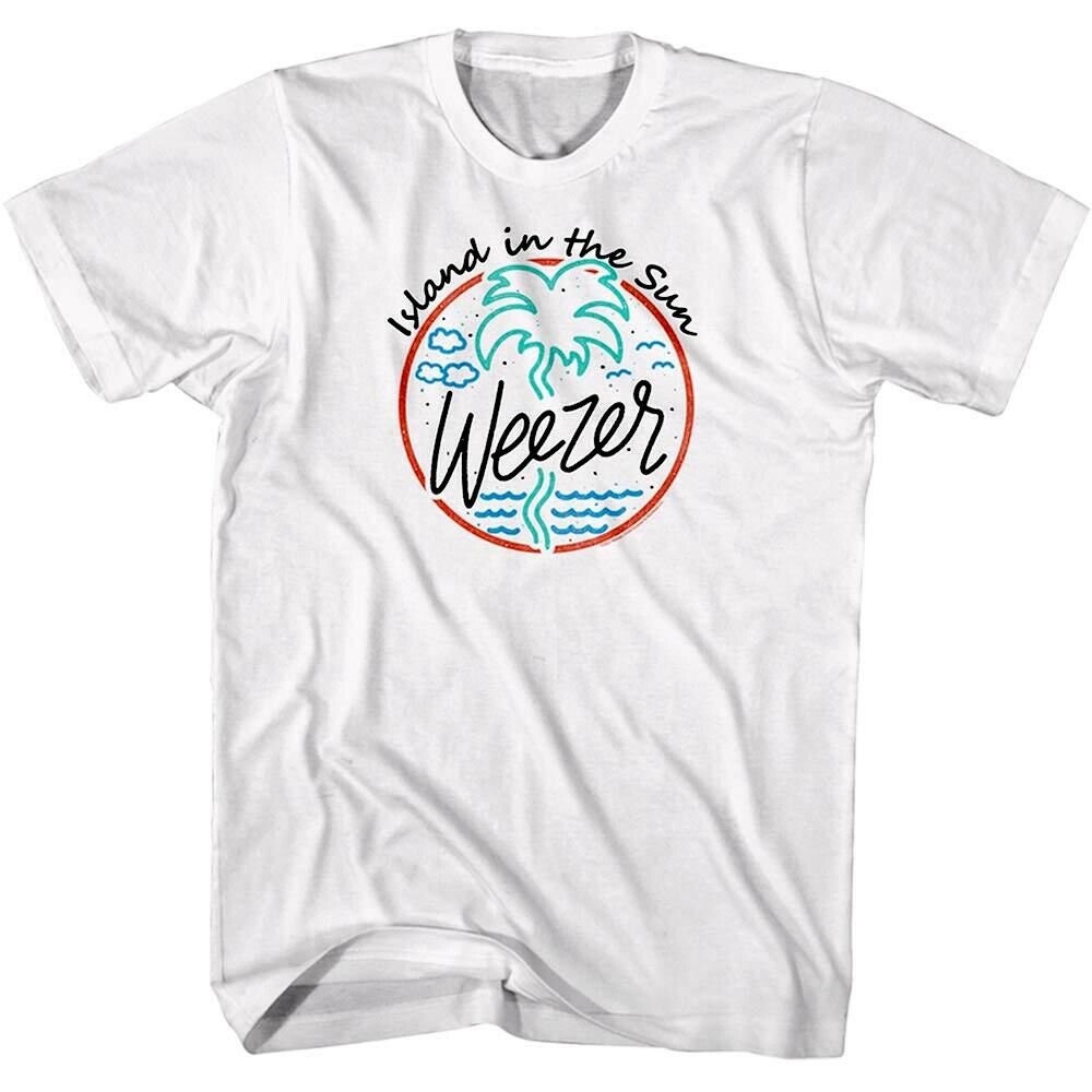 Weezer Men's T-shirt Island in the Sun Song Tropical Palm Tree