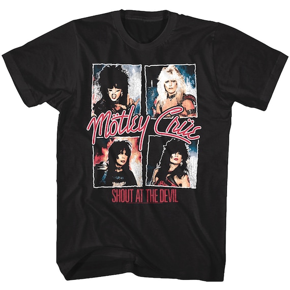 Motley Crue Men's T-Shirt Shout at the Devil Album Graphic Motley Crue Men's T-Shirt Shout at the Devil Album Graphic