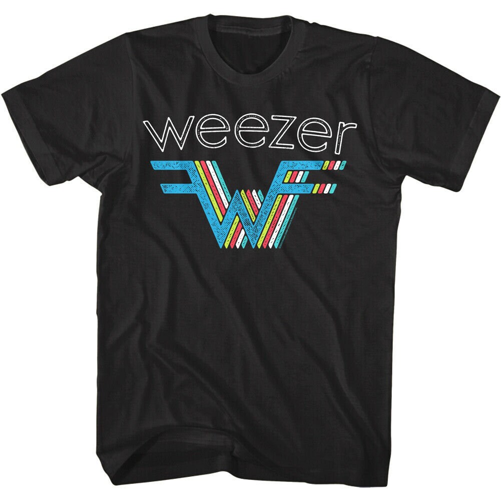 Weezer Men's T-shirt, 3D Rainbow Logo, Black T-shirt, Alt Rock