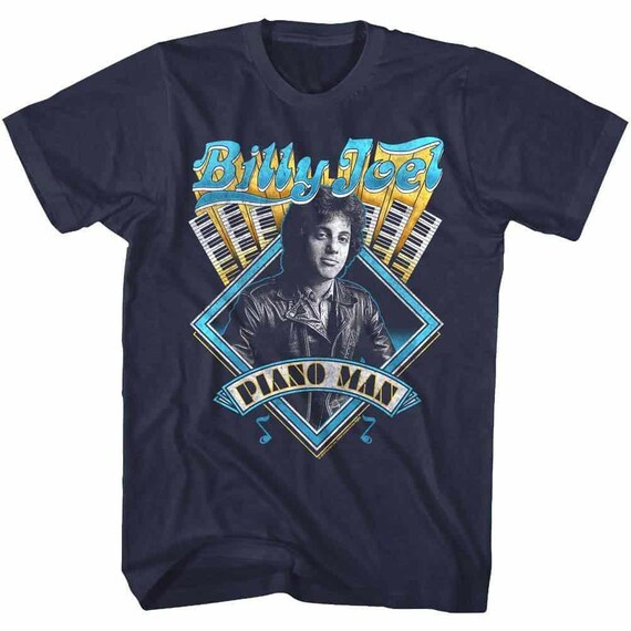 Billy Joel 80's ビンテージTシャツ　　ピアノマン　両面プリント Billy Joel Piano Man T-shirt: Vintage Keyboard Rock 'n Roll Music