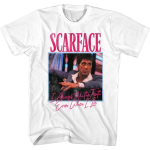 Scarface Tony Montana Men&#39;s T-Shirt Tell Truth When I Lie Movie Quote Shirt 80s Merch The World is Yours Pacino Gangsters Top