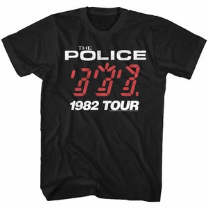 The Police Men's Black T-Shirt, Sting Ghost in the Machine Tour 1982, Music Graphic Tees, Vintage Rock Band Album Concert Merch