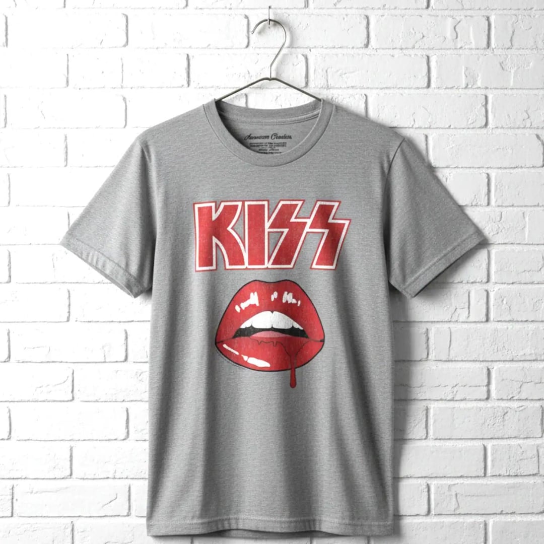 KISS Band T-shirt Blood Drip Lips Glam Metal Graphic Tees - Etsy