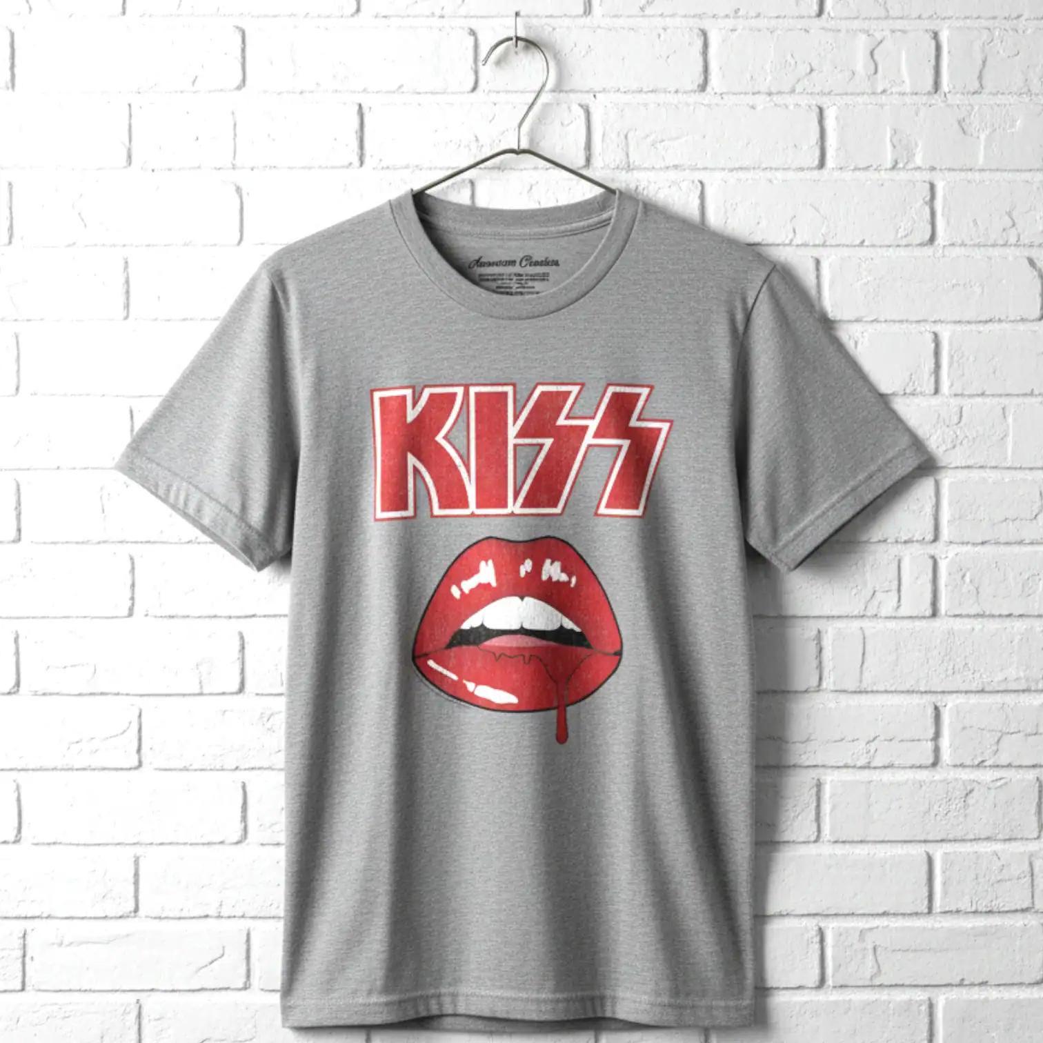 KISS Band T-shirt Blood Drip Lips Glam Metal Graphic Tees - Etsy