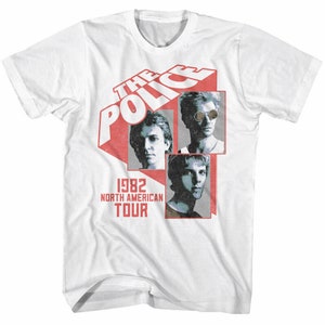 The Police Men&#39;s T-Shirt Sting North American Tour 1982 Graphic Tee Vintage Rock Band Concert T-shirt, Official Merchandise, Music Merch