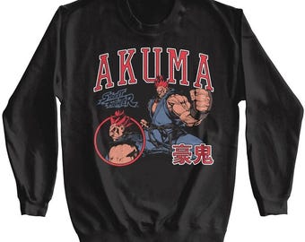 Akuma Sweater: Street Fighter Vintage Style (Men's Sizes S to 2XL)