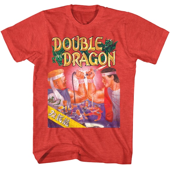 DOUBLE DRAGON Red T-shirt Original Game Cover Technos Japan 1987