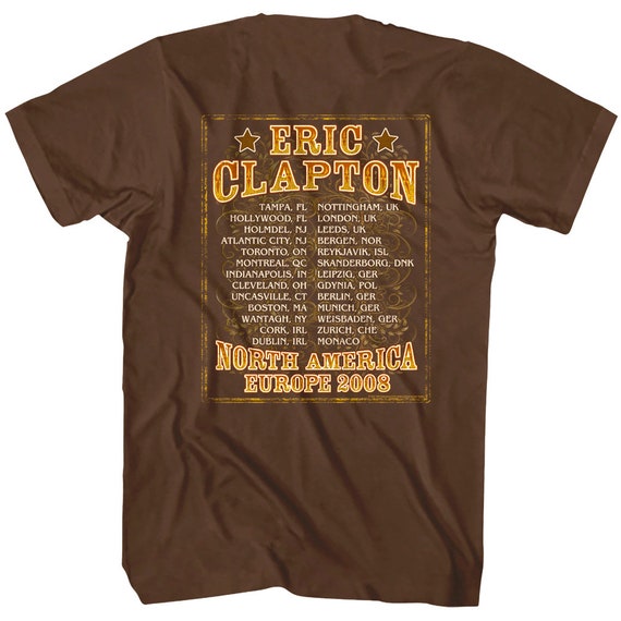 Eric Clapton Men's T-shirt World Tour 2008 Graphic Tee North