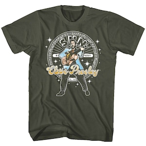 Elvis Presley Men&#39;s T-Shirt Good Rockin Tonight Graphic Tee Acoustic Guitar Sun Records Concert Merch King of Rock n Roll Shirt
