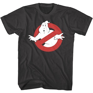The Real Ghostbusters Men's T-shirt No Ghost Icon Symbol Black Graphic Tees Cartoon Character Merch Vintage Style TV Show T-Shirt Gift
