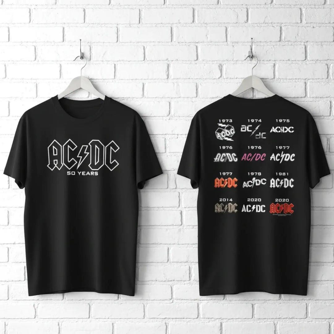 ACDC 50 Years of Iconic Logos Men's T Shirt - Etsy